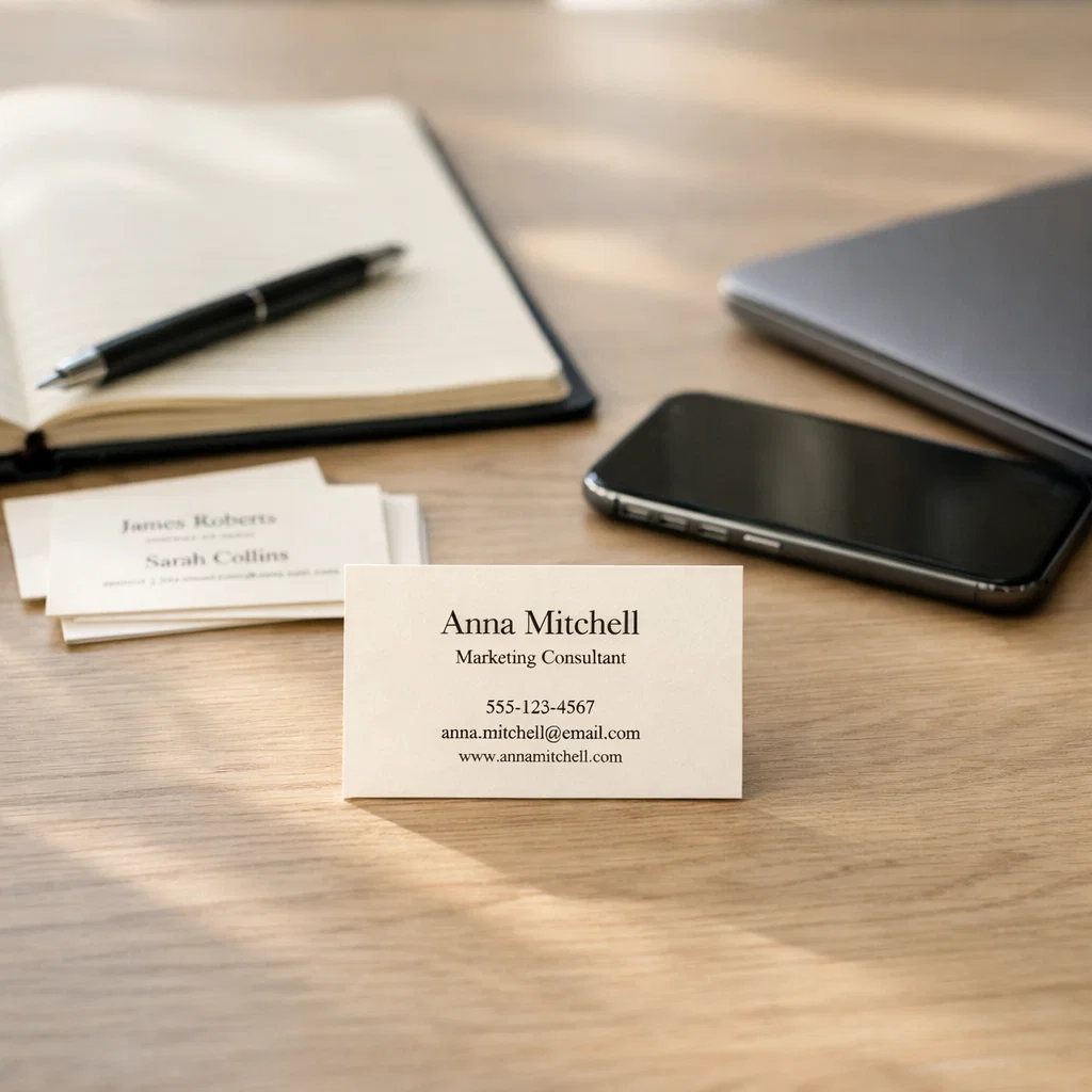 business card comparison tension scene