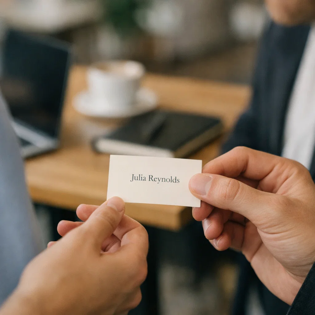 real life minimalist business card exchange